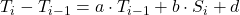 T_i - T_{i-1} = a\cdot T_{i-1} + b\cdot S_i + d