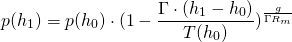 \[p(h_1) = p(h_0)\cdot(1-\frac{\Gamma\cdot(h_1-h_0)} {T(h_0)})^{\frac{g}{\Gamma R_m}}\]