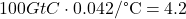 100GtC \cdot 0.042/\text{°C} = 4.2