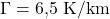 \Gamma=6{,}5\ \mathrm{K/km}